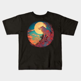 A Lone Wolf and the Full Moon Kids T-Shirt